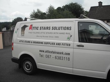 Image of Attic Stairs Solutions van, attic stairs and attic ladders in Cork are supplied and fitted by Attic Stairs Solutions
