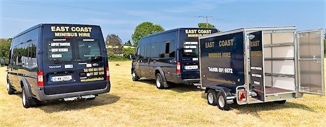 Image of minibuses in Wicklow available for hire from East Coast Minibus Hire, event minibus hire to and from Wicklow is provided by East Coast Minibus Hire 