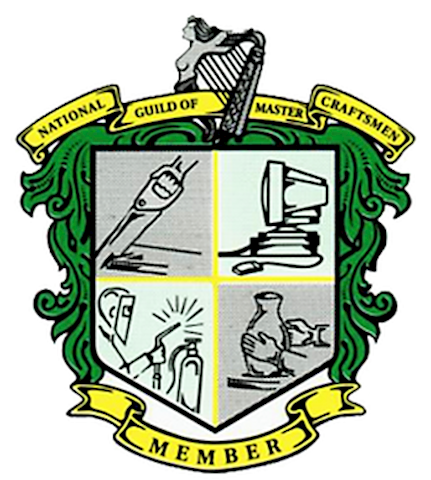 Image shows the National Guild of Master Craftsmen logo which O'Meara Aspect Design is part of