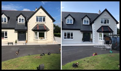image of before and after spray painting on house in Wexford