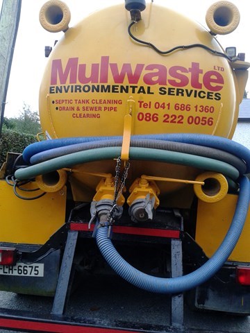 Image of Mulwaste Environmental Services lorry, CCTV drain inspections in Drogheda, Ardee and Collon are provided by Mulwaste Environmental Services