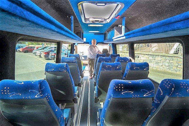 Image of interior of Michael Meere Coach Hire minibus in Ennis, party minibus hire in Ennis is provided by Michael Meere Coach Hire