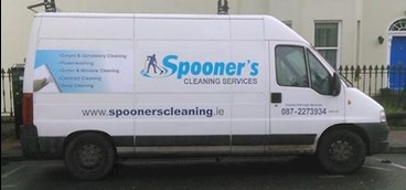 Image of Spooner's Cleaning Services van in Laois, carpet cleaning and upholstery cleaning in Laois is provided by Spooner's Cleaning Services