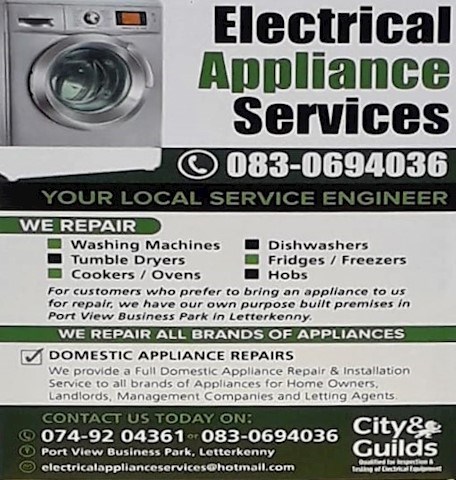 image of information on services provided by Electrical Appliance Services