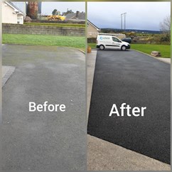 before and after image of power washing from J Fleming