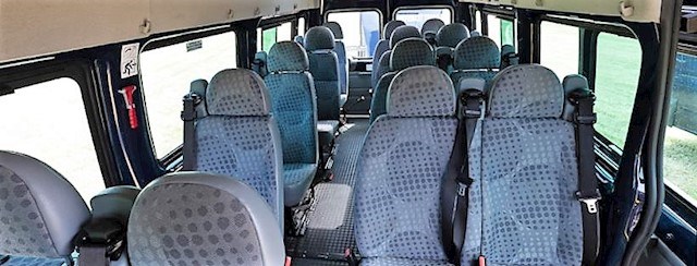 Image of minibus interior in Wicklow, airport minibus hire to and from Wicklow is available from East Coast Minibus Hire 