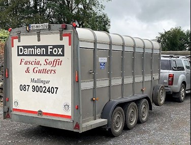 Image of mobile seamless aluminium gutter workshop in Mullingar, seamless aluminium gutters in Mullingar, Kinnegad and Rochfortbridge are manufactured and installed by Damien Fox Fascia, Soffit & Gutters
