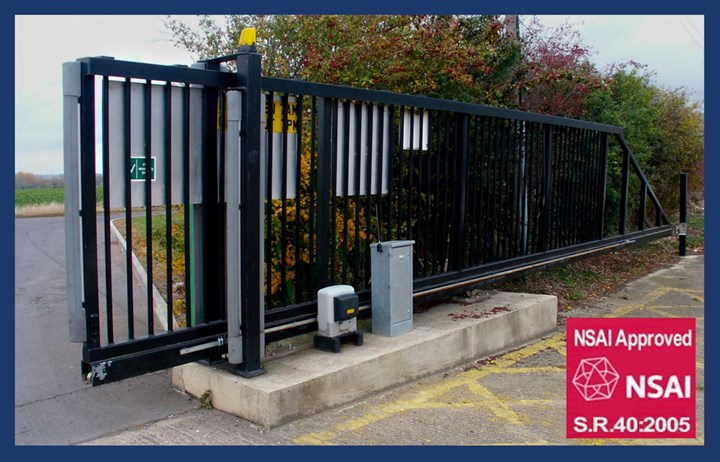 Image of automatic security gate in Limerick manufactured and installed by TMH Systems, automatic security gates in Limerick are manufactured and fitted by TMH Systems