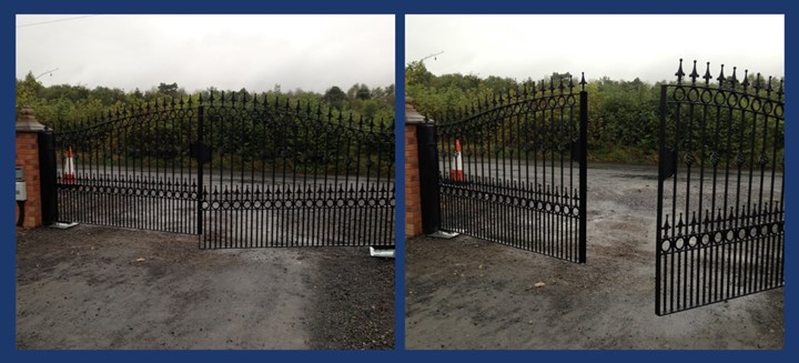 Image of automatic gate in Limerick manufactured and installed by TMH Systems, automatic gates in Limerick are manufactured and fitted by TMH Systems