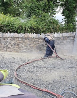 image of sandblasting in Meath being carried out