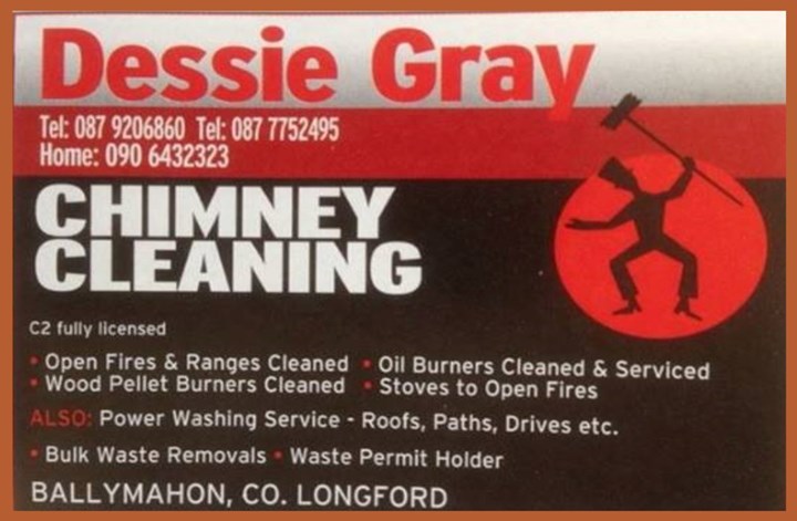 Chimney cleaning in Westmeath are carried out by Dessie Gray