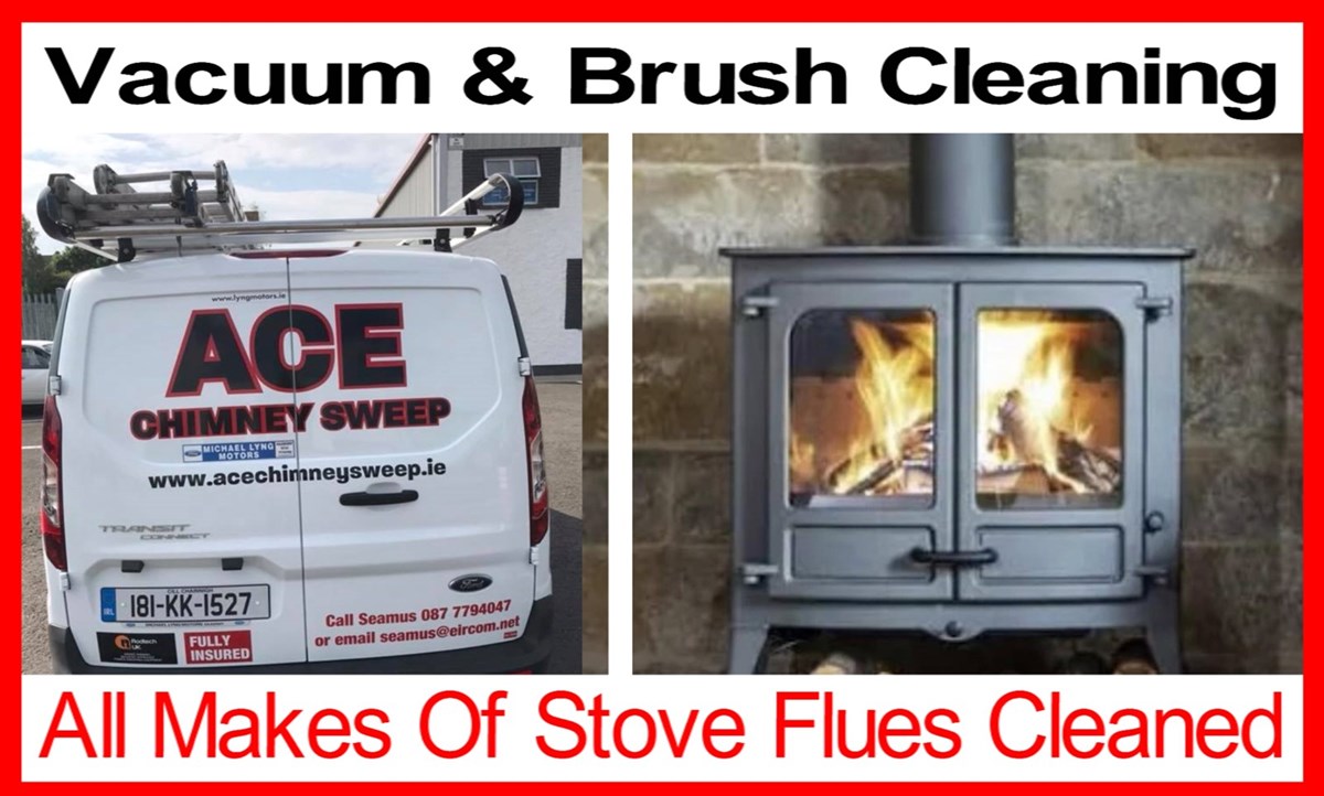 Stove flue chimney cleaning services in Portlaoise and Portarlington are carried out by Ace Chimney Sweep