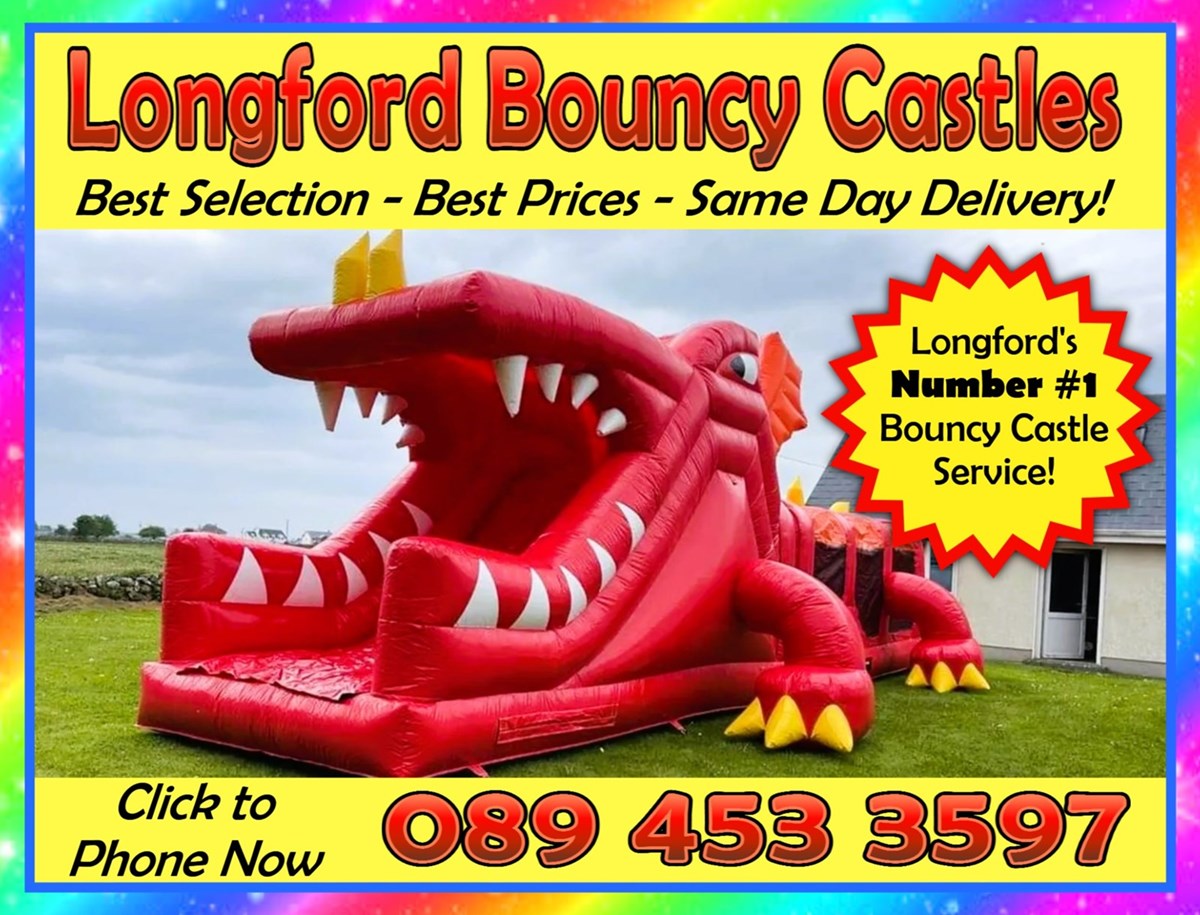 Click to phone now enquiring on bouncy castle hire in Edgeworthstown, Granard, and Ballymahon