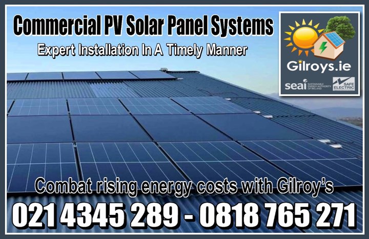 Gilroy's Commercial Solar PV Systems - Commercial solar panel system installation Cork