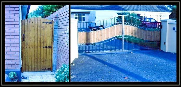 Image shows residential driveway gates in Blanchardstown manufactured by Meean Metal 