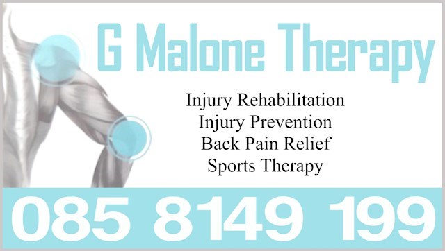 Image shows header for G Malone Therapy in Tullamore