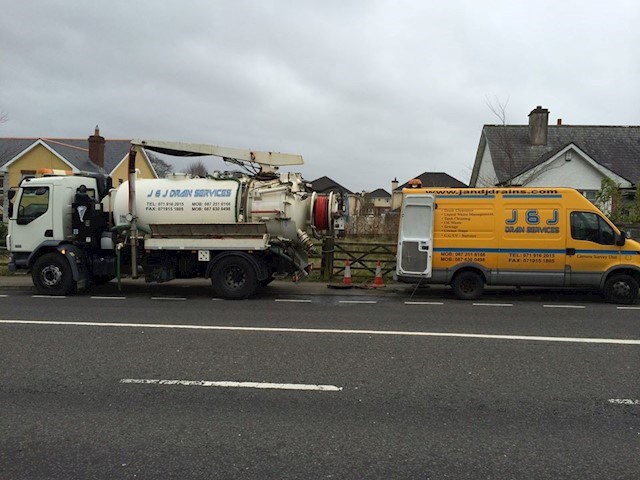 Image of J&J Drain Services vehicles in Sligo, septic tank emptying in Sligo is a speciality of J&J Drain Services