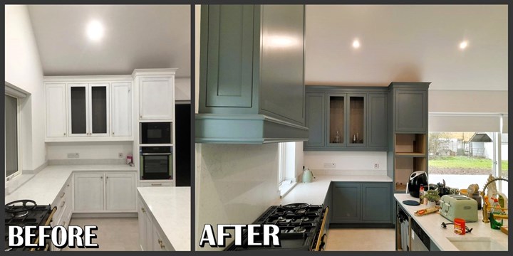 Kitchen respray in Kildare carried out by Daithi Murphy Spray Painting