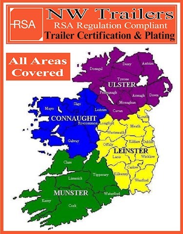 image of areas serviced by NW Trailers Cork