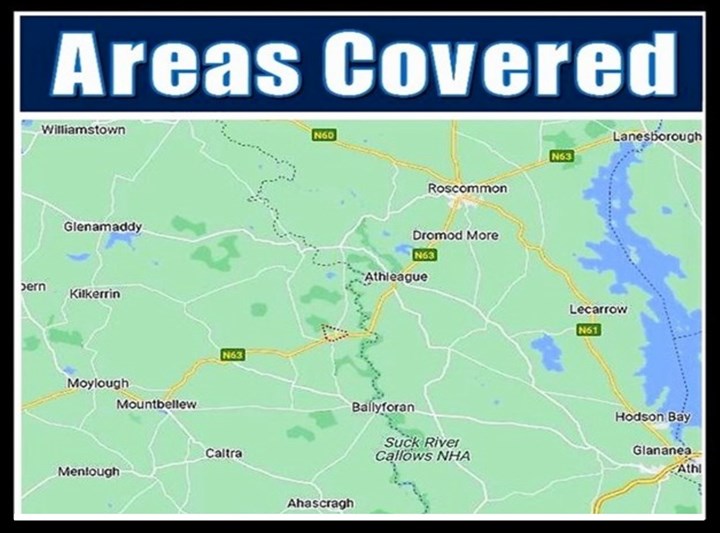 Satellite Repairs Roscommon - Map of Areas covered