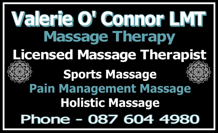 Massage therapy in Newbridge Kildare is carried out by Valerie O' Connor LMT Massage Therapy