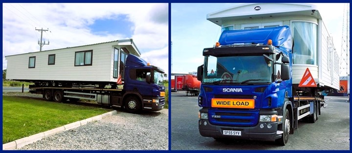 Image shows mobile home transporter in Ireland used by Carraig Mobile Home Transport