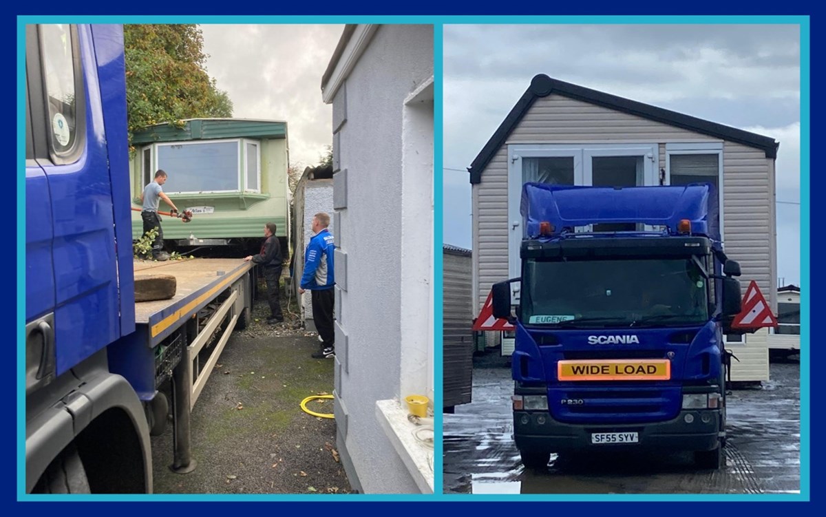 Image shows mobile home transportation in Ireland provided by Carraig Mobile Home Transport