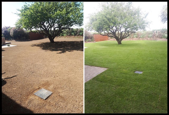 before and after image of garden landscaping in Kildare