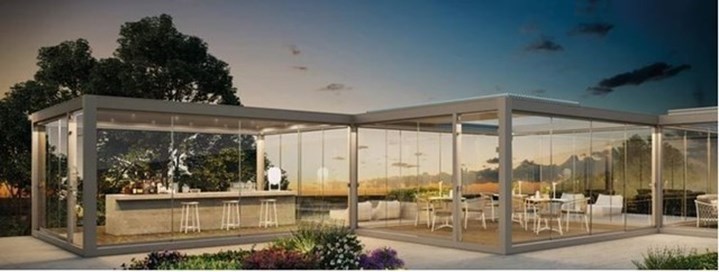 Evening view of pergola installed in Dublin by Pergola Dublin