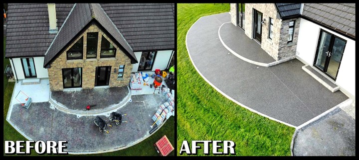 Resin bound patio installation in Donegal carried out by Resin Bouund Ireland