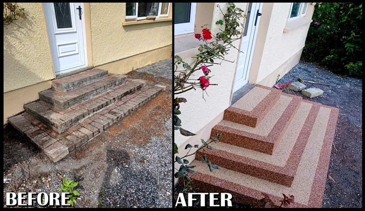 Resin bound step installation in Donegal carried out by Resin Bound Ireland