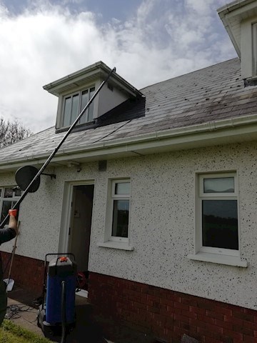 Image of gutter cleaning in Enfield being undertaken by Room with a View Window Cleaning Services, gutter cleaning in Enfield, Kilcock and Maynooth is provided by Room with a View Window Cleaning Services