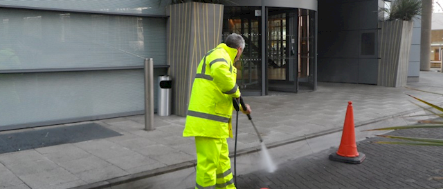 Commercial building power washing services in Dublin 18.