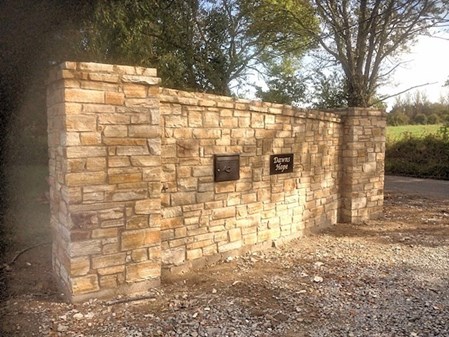 Image of stone wall in Meath constructed by Robert Cotter, exterior stonework in Navan, Bettystown, Trim and Meath is constructed by Robert Cotter