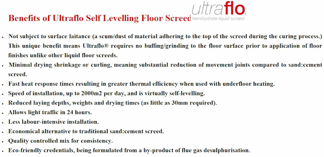 Benefits of Ultraflow liquid floor screed