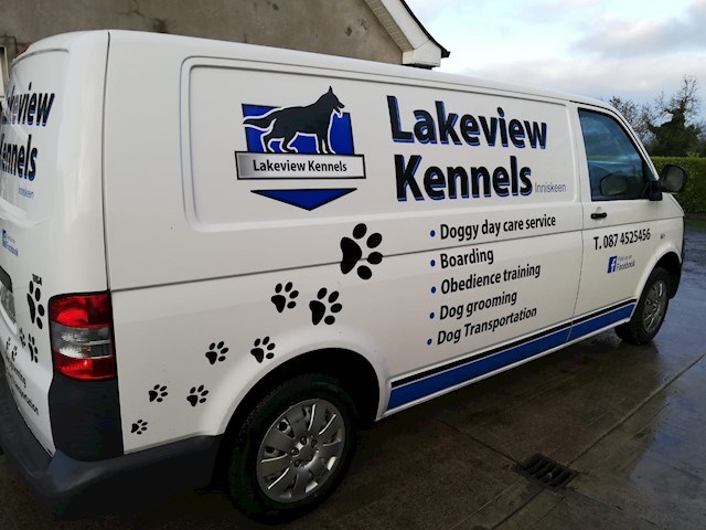 image of dog transportation van from Lakeview Kennels