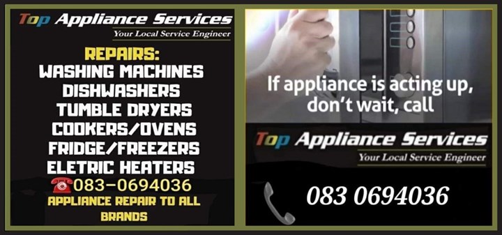 Domestic appliance repairs in Sligo - carriedo ut by TOP Appliance Services